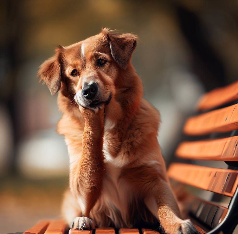 AdKings Agency AI Generated Dog Sitting on a park bench Pondering an SEO Question